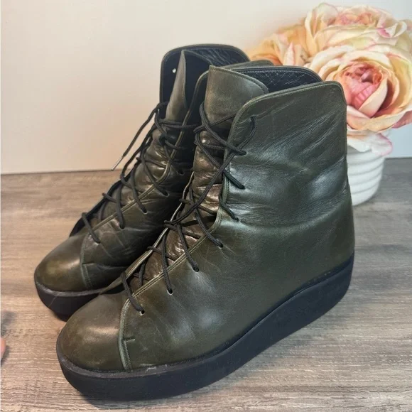 Yis by Yohji Yamamoto Sukita Li Leather platform High Tops Womens 7 - Picture 6 of 8